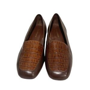 Enzo Angiolini Liberty Flats brown leather slip on shoes loafers US Size 8.5M